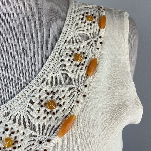 NWT Josephine Chaus Cream Tank Top Size L - Picture 3 of 11